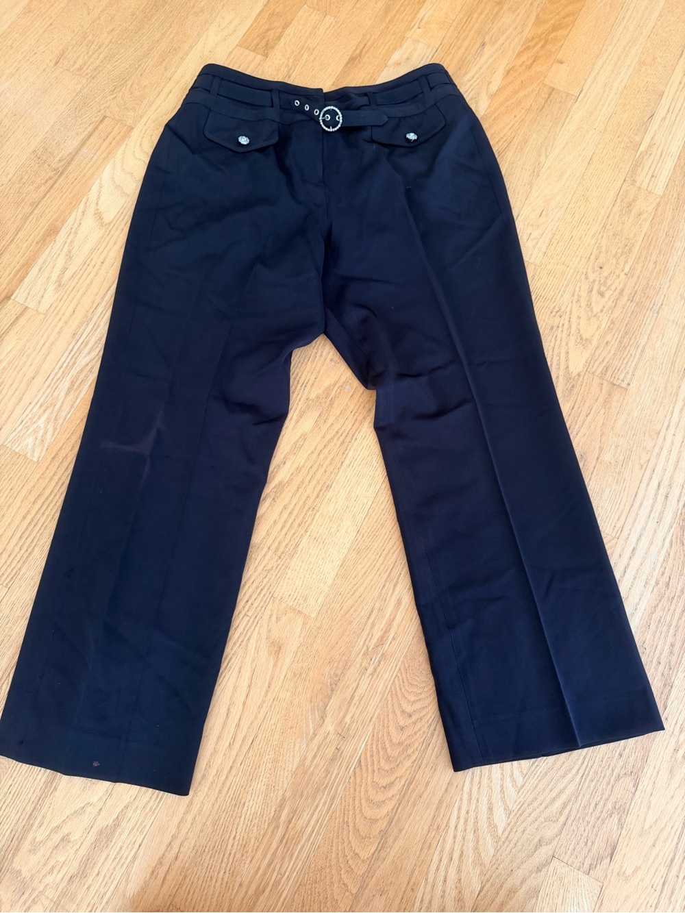 Ladies Size 12p Larry Levine Men's Black Dress Pants w/Decorative Waistband GUC